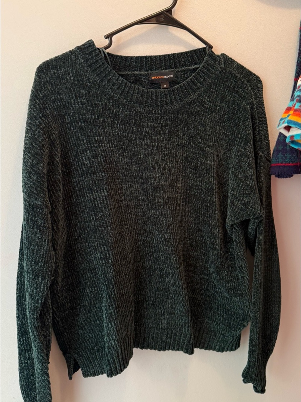 Atmosphere Forest Green Chenille Crewneck Sweater